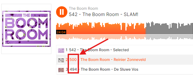 Hey <a href="/theboomroom/">The Boom Room</a>, lijkt alsof er iets mis is met de nummering van de set van afgelopen weekend op SoundCloud. Dat moet toch allemaal 542 zijn?