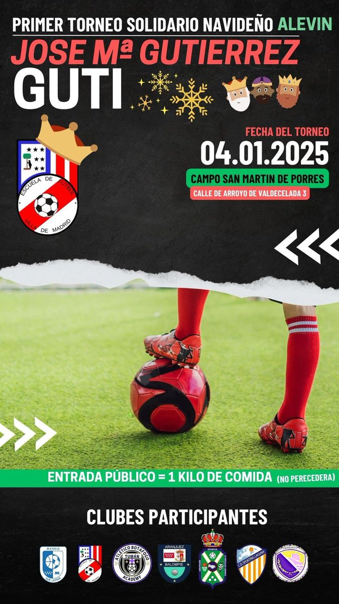 Gracias a los clubes participantes, por hacer posible la primera edición del #TorneoSolidario #Alevín Jose Mª Gutiérrez #GUTI, que tenía como objetivo la recogida de comida para los más necesitados. 
acortar.link/f2NA6X (Video)