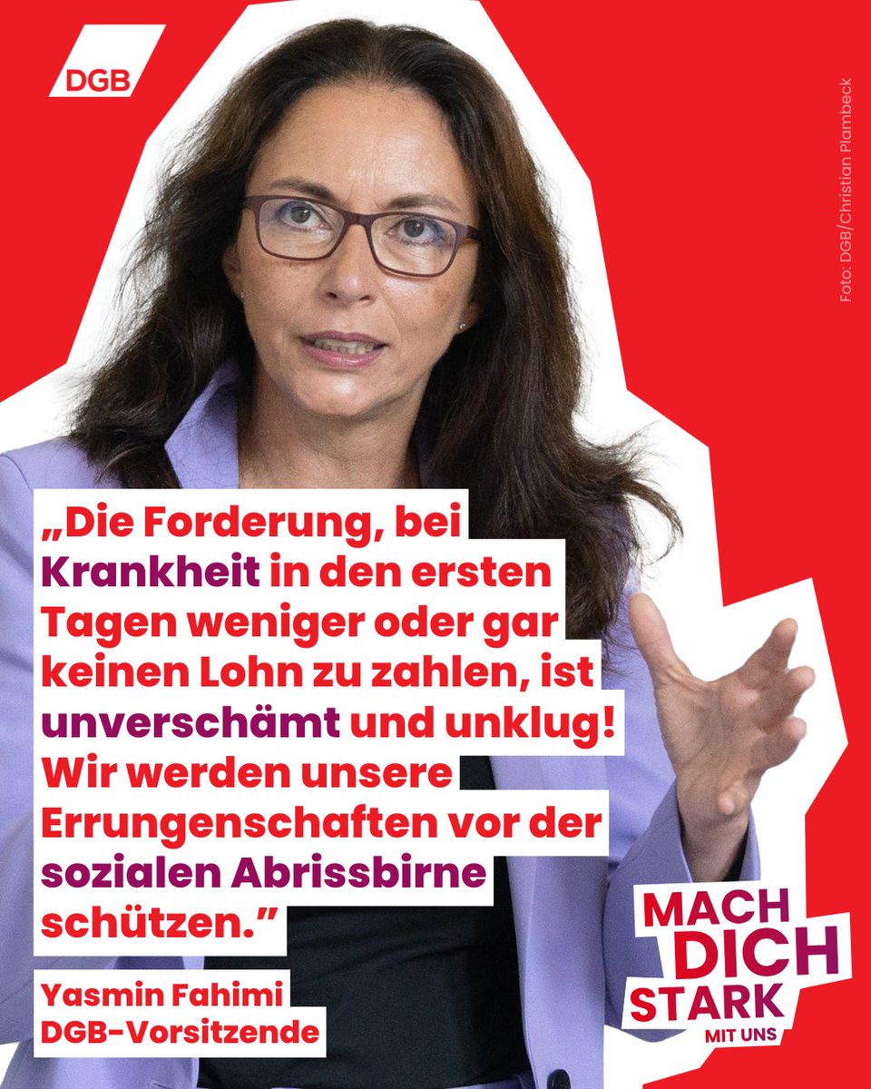 "Wer krank zur Arbeit geht, gefährdet nicht nur seine eigene Gesundheit, sondern auch die der Kolleginnen und Kollegen", so unsere Vorsitzende Yasmin Fahimi. #StarkMitUns Lohn muss auch weiterhin ab dem ersten Tag der Krankschreibung gezahlt werden. Dafür haben wir Gewerkschaften