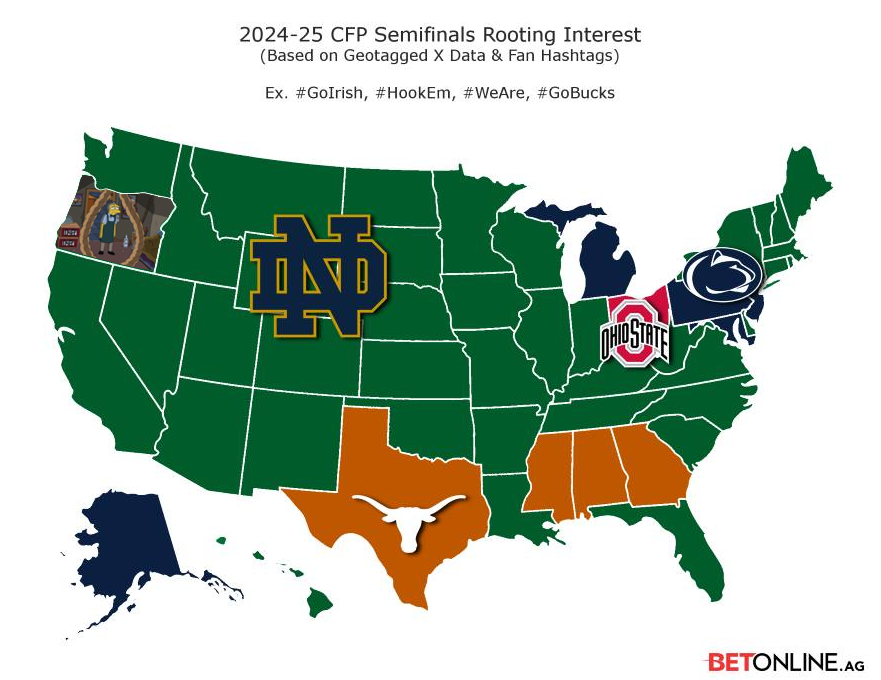 This weekends rooting interest by state
