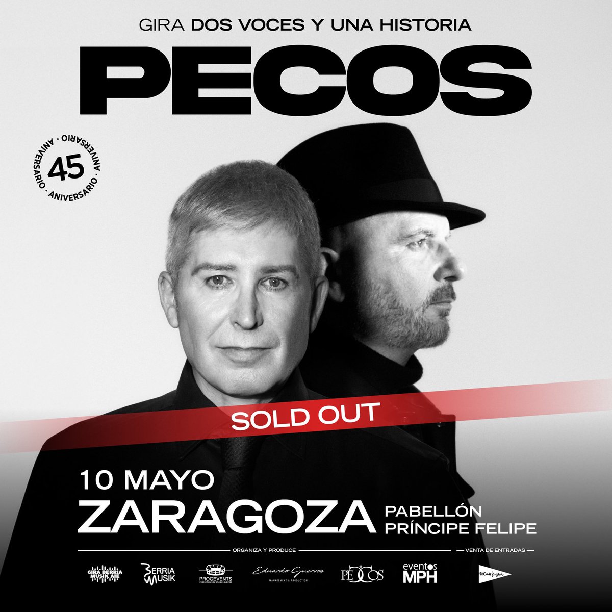 PECOS anuncia SOLD OUT en Zaragoza!!✨ nos vemos con el icónico dúo y sus grandes éxitos el próximo 10 de mayo👏🏻👏🏻
🎫 consulta las fechas disponibles su gira DOS VOCES Y UNA HISTORIA en la web
#Pecos #GiraDosVocesYUnaHistoria