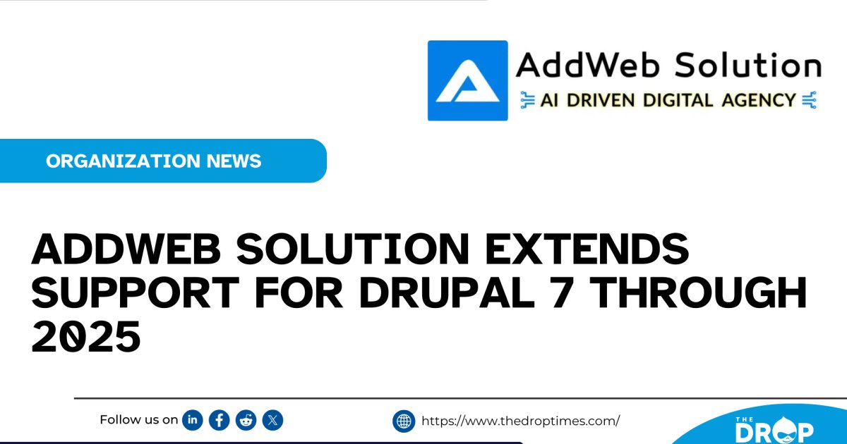 thedroptimes's tweet image. 🚨 Drupal 7 support extended! @AddWebSolution offers security patches, 24/7 monitoring, and migration help through 2025. Protect your site during Drupal 7's end-of-life transition. Learn more: bit.ly/4h90mz9 #Drupal7 #DrupalMigration #WebSecurity