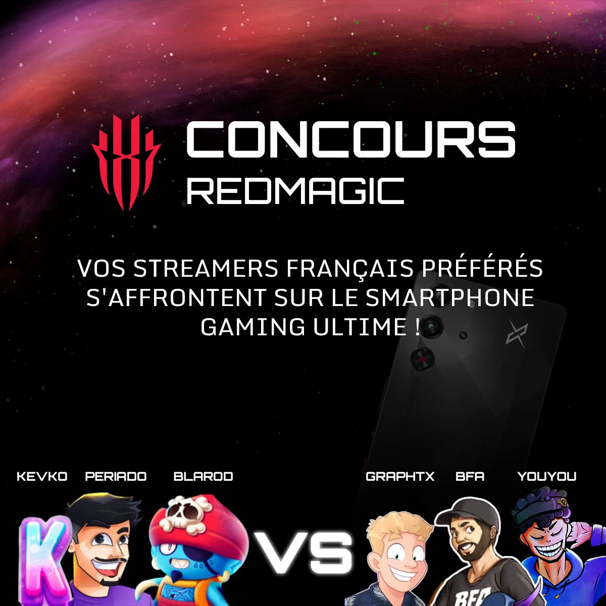 redmagicgaming's tweet image. 🌟 Attention all #BrawlStars fans! 🌟

🎮 Join us on January 12th from 20:00 to 21:30 CET for an epic showdown featuring your favorite French Brawl Stars creators using the #REDMAGIC10Pro!

Participating Creators:
Blarod
Periado
Kevko

Vs.

Youyou
Graphyx
BFA

📺Watch the action…