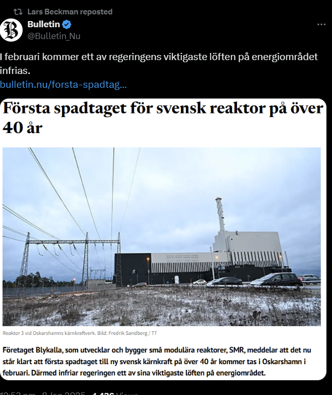 MrWaternooze's tweet photo. Det här handlar alltså om en första prototyp som inte är någon reaktor, utan ett värmebatteri för att testa tekniken.  Men bra försök. https://t.co/S4UXAjpVdU