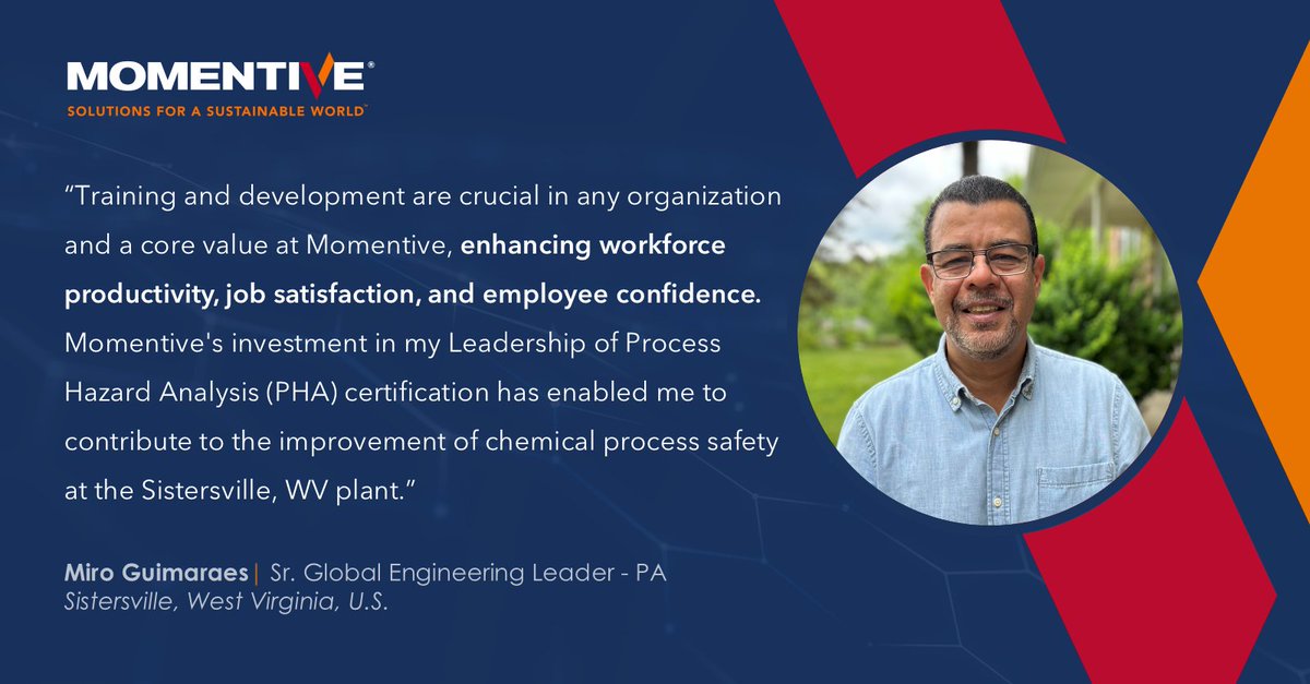Momentive's tweet image. Today, Momentive is pleased to spotlight Miro Guimaraes, who is enabling Solutions for a Sustainable World™ in Sistersville, West Virginia, U.S.!

#EmployeeSpotlight #PartoftheSolution #WeInvest