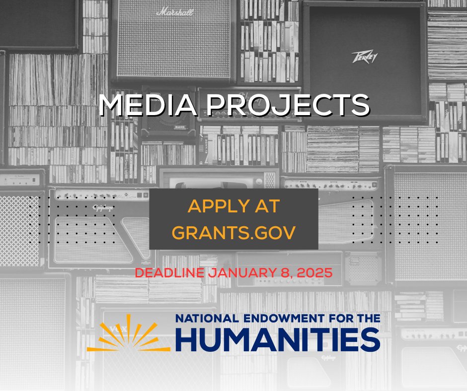 DEADLINE TODAY! NEH Media Projects program applications are due TODAY. For more information, visit: ow.ly/3H7P50Uzjec