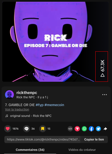 yaquv (@yaquv_) on Twitter photo Looks like $Rick begins to reach Tik Tok's normies.
The latest video has PUMP
Only a matter of time.
Well done <a href="/rickthenpc/">Rick not Ricky 👾</a> Looks like $Rick begins to reach Tik Tok's normies.
The latest video has PUMP
Only a matter of time.
Well done <a href="/rickthenpc/">Rick not Ricky 👾</a>