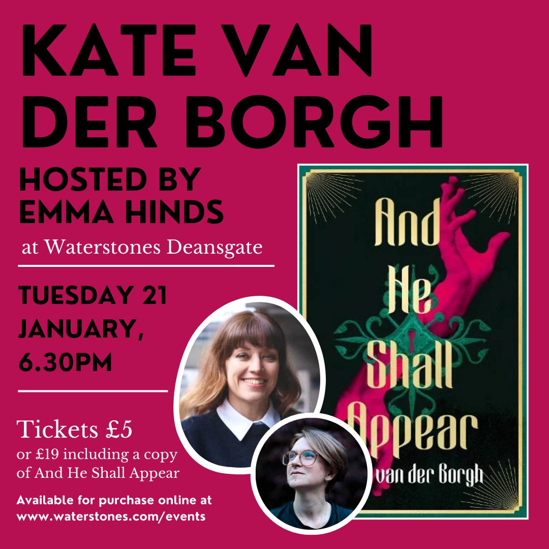 We are so excited that <a href="/kvdborgh/">Kate van der Borgh</a> will be at <a href="/WaterstonesMCR/">Waterstones Manchester Deansgate</a> on January 21st to discuss her spellbinding dark academia debut AND HE SHALL APPEAR  🪄

Make sure to pick up your ticket before it's too late 🎟: 

ow.ly/8XBJ50UBgtT