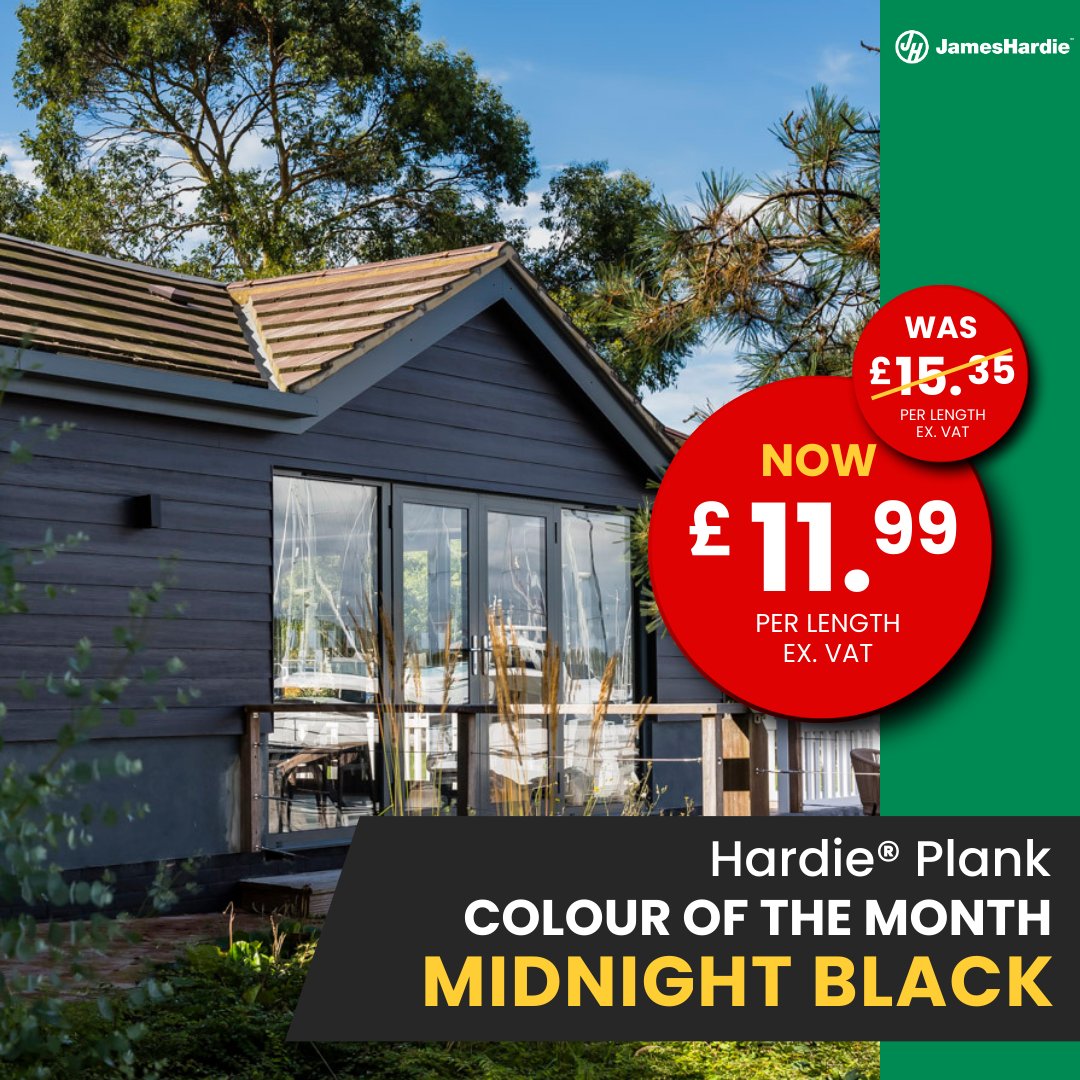 January Colour of the Month: Midnight Black! 🖤

Start the new year with a bold, modern look! Hardie® Plank in Midnight Black is perfect for sleek and stylish exteriors. Now just £11.99 per length (ex. VAT) – down from £15.35! 📷

Shop now – pgrtimber.co.uk/product/hardie…