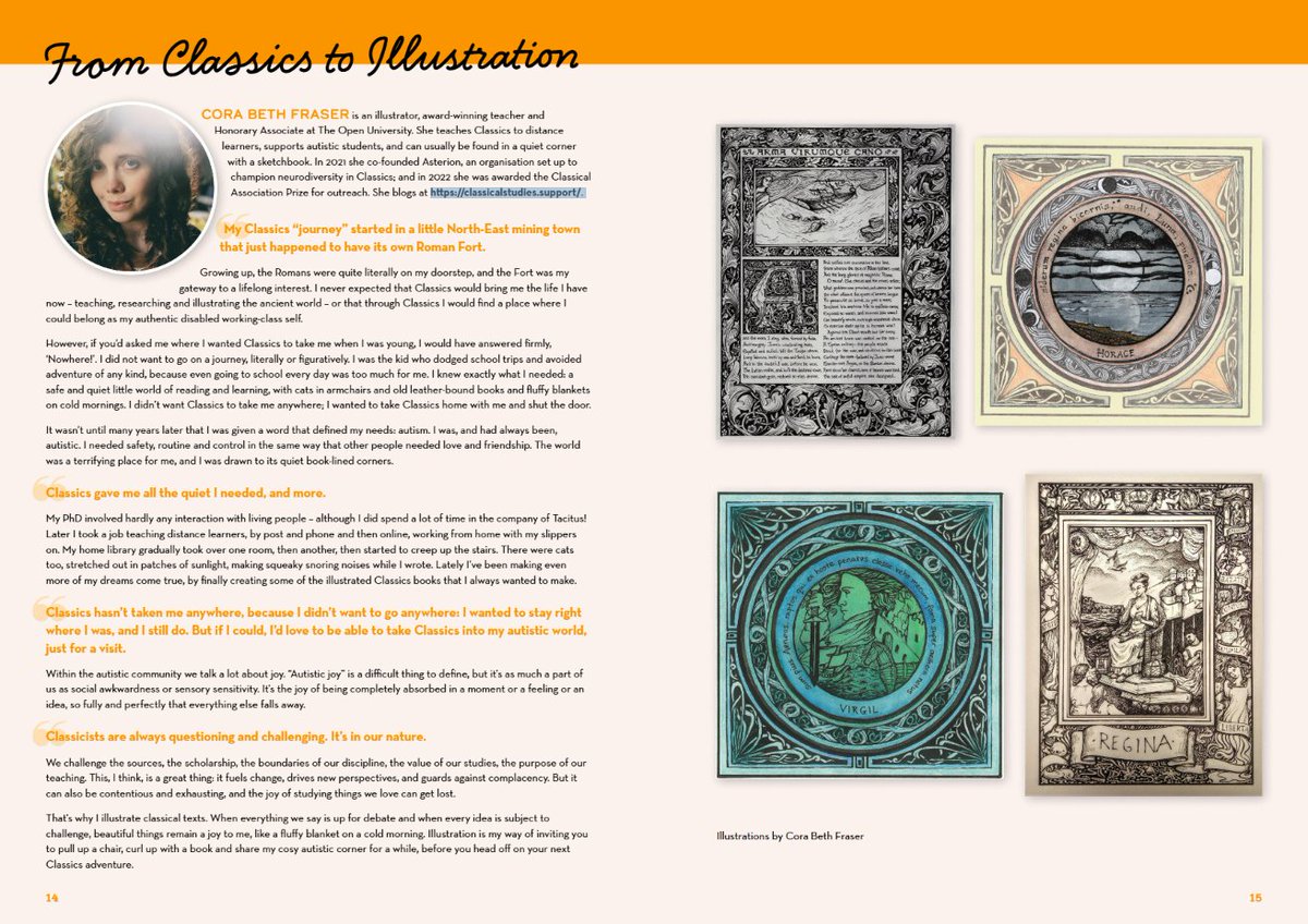 Bloomsbury Classical Studies & Archaeology (@bloomsburyclass) on Twitter photo We're thrilled to feature <a href="/drcorabeth/">Dr Cora Beth Fraser</a> in our #WhereCanClassicsTakeYou magazine. She wrote a fantastic piece on her experiences as a classicist, an illustrator and as someone with autism.
You can read Cora Beth's piece, and many others, here: bit.ly/4cLYGJL We're thrilled to feature <a href="/drcorabeth/">Dr Cora Beth Fraser</a> in our #WhereCanClassicsTakeYou magazine. She wrote a fantastic piece on her experiences as a classicist, an illustrator and as someone with autism.
You can read Cora Beth's piece, and many others, here: bit.ly/4cLYGJL