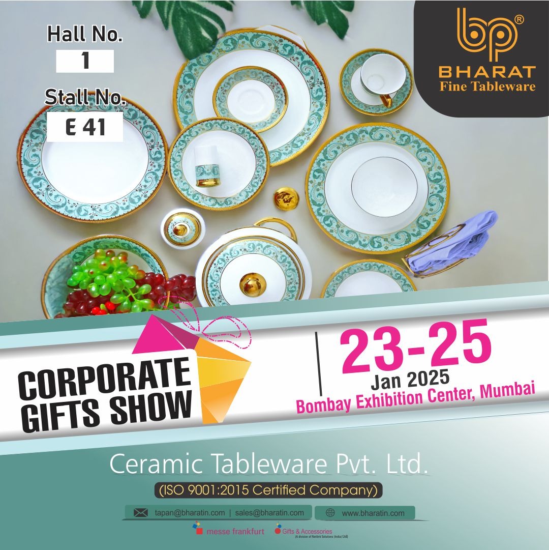 bharat_ctpl's tweet image. bp BHARAT welcomes you to Hall No. 1, Booth E-41, at the Corporate Gifts Show, Bombay Exhibition Centre, Mumbai. Let’s transform corporate gifting together! 🎁
.
.
.
.
#ceramictableware #exhibition #bombayexhibitioncenter #ctpl #homeproducts #tableware #crockery #coffeeset