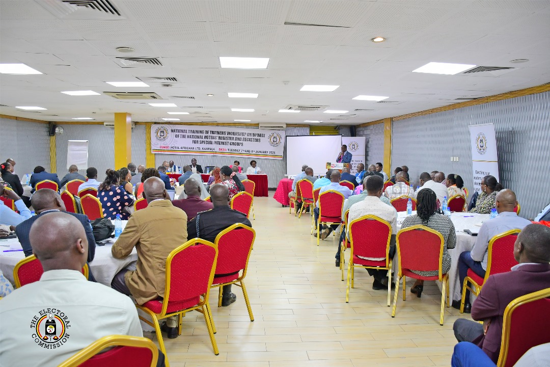 UgandaEC's tweet photo. The Electoral Commission has successfully concluded a 2-day National Training of Trainers (TOT) Workshop at Hotel Africana, Kampala, on updating the National Voters' Register and Registers for Special Interest Groups (SIGs), in preparation for the 2025/2026 General Elections. Participants included staff from the EC and @NIRA_Ug, all contributing to the success of this vital electoral readiness initiative.

#VoterUpdateUG #ECRoadmap2026