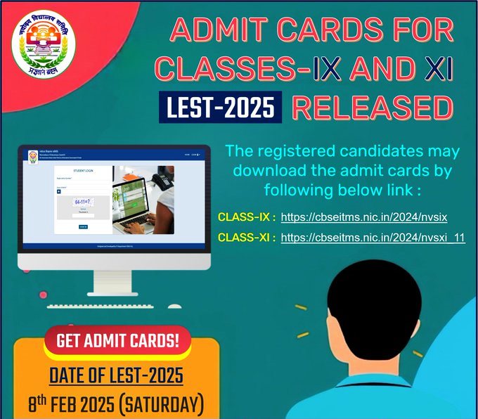 AapalaThakare's tweet image. जवाहर नवोदय विद्यालय कक्षा ९ आणि ११ साठी LEST-2025परीक्षेची प्रवेशपत्रे जाहीर!
तुमचे प्रवेशपत्र आजच डाउनलोड करा आणि परीक्षेसाठी सज्ज व्हा.

👇 प्रवेशपत्र डाउनलोड करण्यासाठी थेट लिंक: 2cm.es/Nv9l

#JawaharNavodayaVidyalaya #LEST2025 #AdmitCardDownload
#NVSExam #Navoday