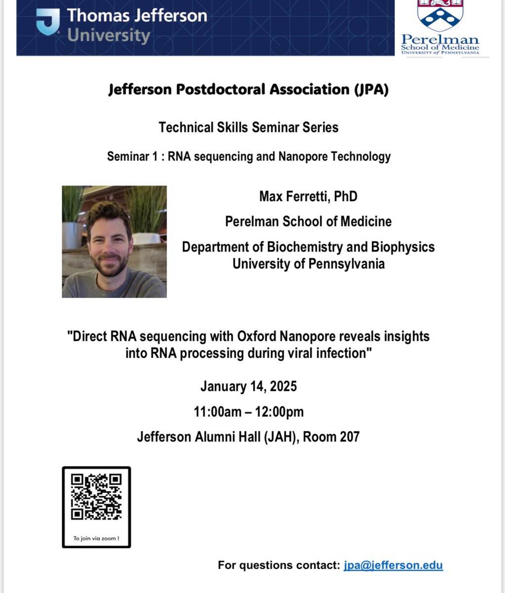 JeffPostdocs's tweet image. Tune in for Jefferson Postdoctoral Association’s Technical Seminar Series!