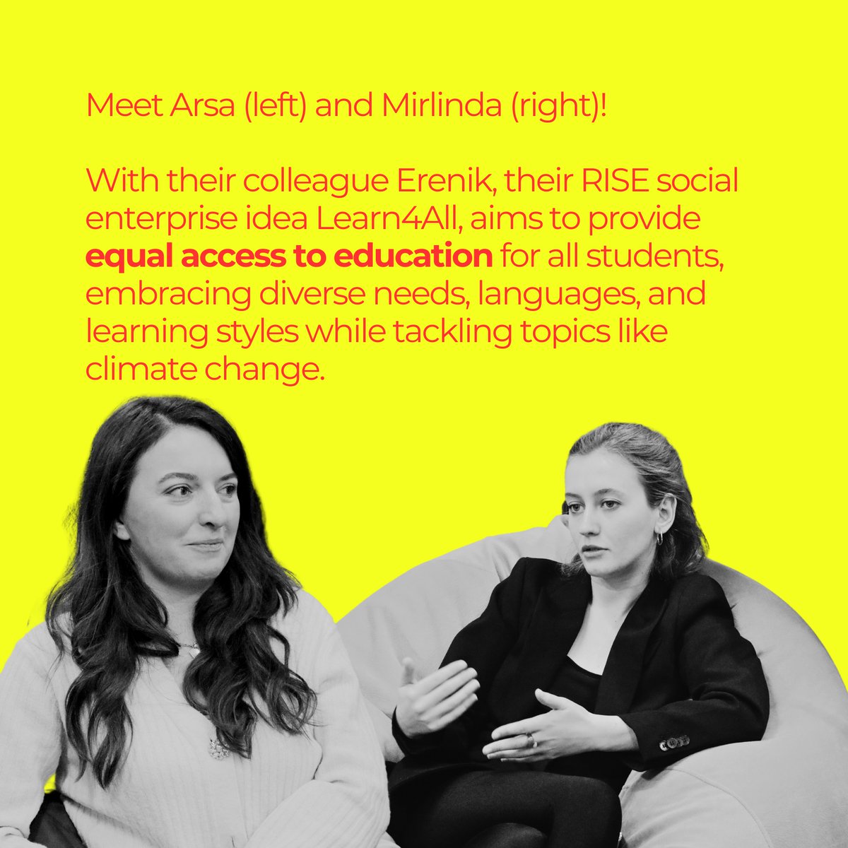 🌟 Arsa, Mirlinda &amp; Erenik are bringing Learn4All to life through the RISE program! 📚 Their idea promotes equal access to education for all students, embracing diversity, inclusion, and topics like climate change. 🌍✨

For more visit risewb.org