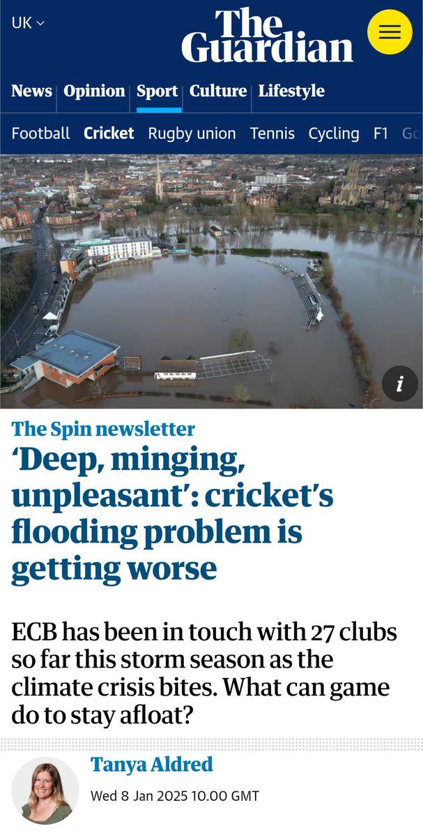 BASIS 🌍 (@basis_org) on Twitter photo Important article from <a href="/tjaldred/">tanya aldred</a> in the <a href="/guardian/">The Guardian</a> this morning with some key quotes from Dan Musson at <a href="/ECB_cricket/">England and Wales Cricket Board</a>.
theguardian.com/sport/2025/jan…
#sustainablesport #cricket #englandcricket #flooding #climatechange Important article from <a href="/tjaldred/">tanya aldred</a> in the <a href="/guardian/">The Guardian</a> this morning with some key quotes from Dan Musson at <a href="/ECB_cricket/">England and Wales Cricket Board</a>.
theguardian.com/sport/2025/jan…
#sustainablesport #cricket #englandcricket #flooding #climatechange