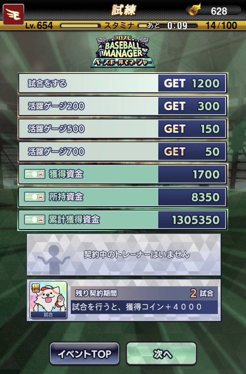 プロスピ試練自操作3倍 久々に試練アイテム、コイン カンストしました😇