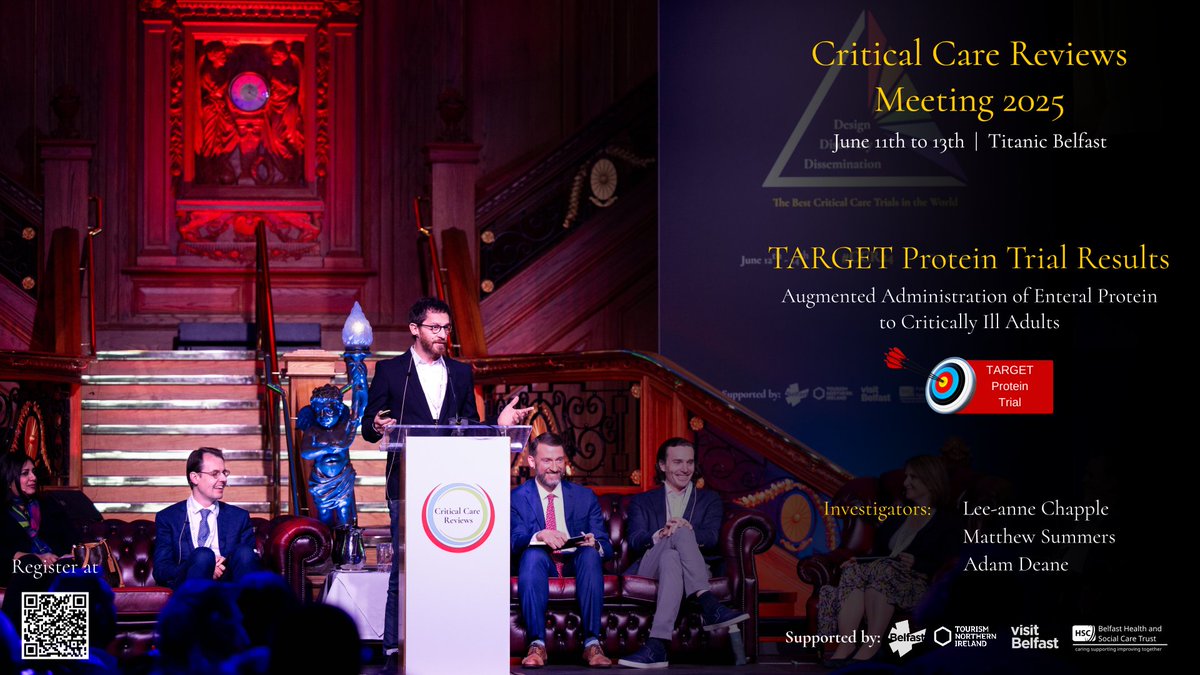 Critical Care Reviews (@critcarereviews) on Twitter photo #CCRdownunder was superb, but now we turn our attention back to Belfast
The first trial result for #CCR25 in <a href="/TitanicBelfast/">Titanic Belfast</a> in June is <a href="/ProteinTarget/">TARGET Protein</a>
Augmented administration of enteral protein to critically ill adults
Register at criticalcarereviews.com/meetings/ccr25 #CCRdownunder was superb, but now we turn our attention back to Belfast
The first trial result for #CCR25 in <a href="/TitanicBelfast/">Titanic Belfast</a> in June is <a href="/ProteinTarget/">TARGET Protein</a>
Augmented administration of enteral protein to critically ill adults
Register at criticalcarereviews.com/meetings/ccr25