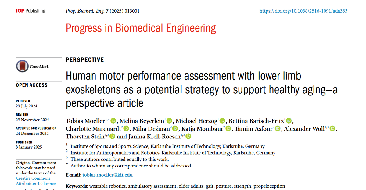 BioMotion (@biomotioncenter) on Twitter photo In collaboration with the collegues from our institute and the Institute for #Anthropomatics and #Robotics at our university, we have published a new perspective paper in <a href="/IOPPublishing/">IOP Publishing</a>
#exoskeleton #healthy #aging
🗞️iopscience.iop.org/article/10.108… In collaboration with the collegues from our institute and the Institute for #Anthropomatics and #Robotics at our university, we have published a new perspective paper in <a href="/IOPPublishing/">IOP Publishing</a>
#exoskeleton #healthy #aging
🗞️iopscience.iop.org/article/10.108…