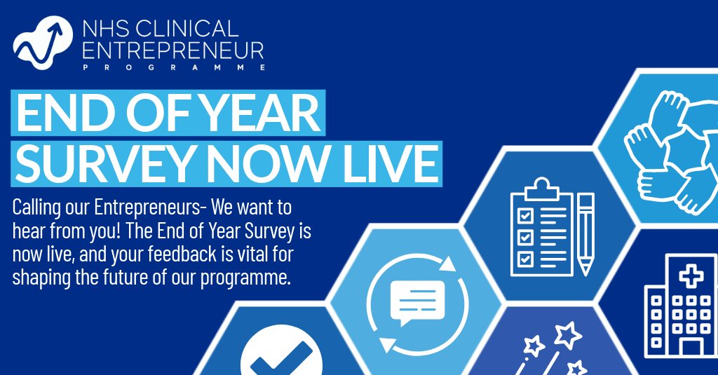 NHS Clinical Entrepreneur Programme (@nhs_cep) on Twitter photo Calling All Clinical and Patient Entrepreneurs- Have you completed the End of Year Survey? 📢
Please check your email to access your unique link and if you have questions, contact the team at cep@aru.ac.uk
🗓️ Survey Deadline: 19th February 2025
#NHSCEP8 #Patientfocus #NHS Calling All Clinical and Patient Entrepreneurs- Have you completed the End of Year Survey? 📢
Please check your email to access your unique link and if you have questions, contact the team at cep@aru.ac.uk
🗓️ Survey Deadline: 19th February 2025
#NHSCEP8 #Patientfocus #NHS