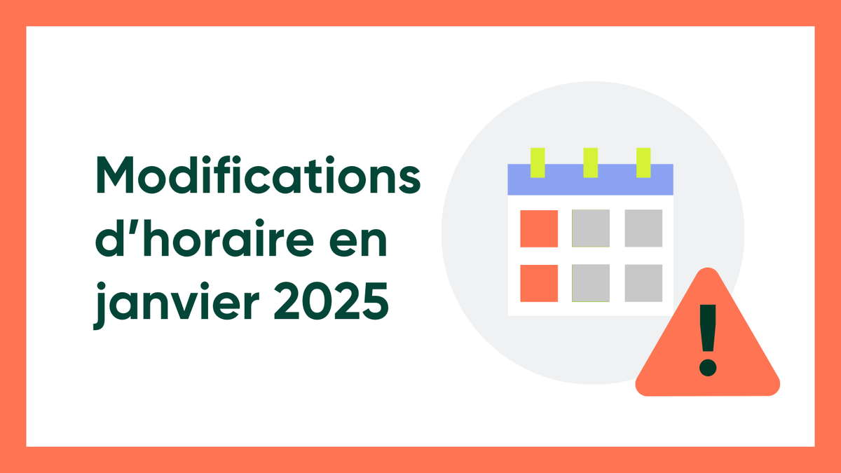 Des modifications d’horaire sont à prévoir pour le mois de janvier, les weekends du 10-11-12, 17-18-19 et 24-25-26, afin de permettre à nos équipes d’effectuer des travaux nécessaires pour la prochaine mise en service, prévue à l’automne 2025. 

Le REM fermera à 23h30 les