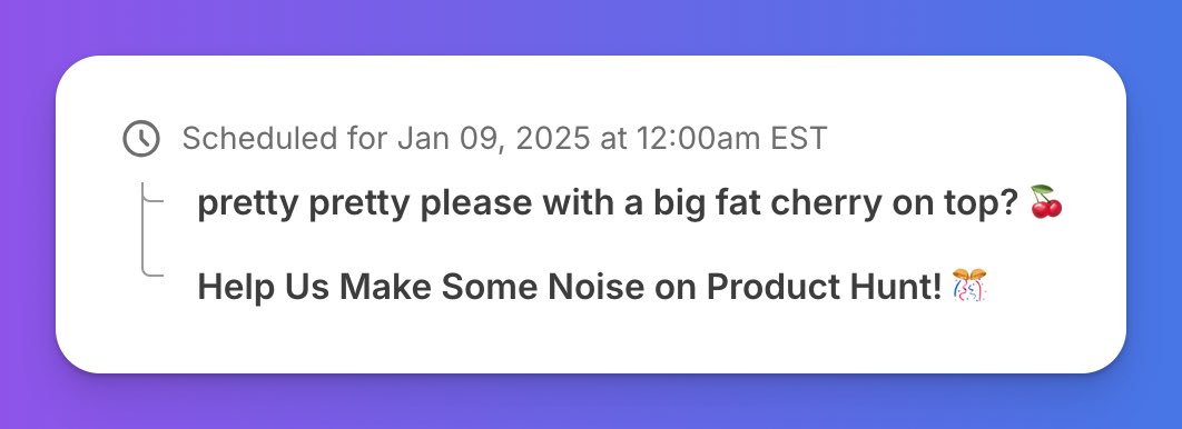 I’ve just scheduled an email to go out to our subscribers about our Product Hunt Launch - doing some a/b testing with the subject line. What one do you think will do better?

Also if you would like to follow us on Product Hunt you can find us here 

producthunt.com/products/chat-…