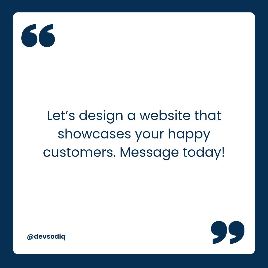 Dev_Sodiq's tweet image. Use Local Testimonials

#entrepreneur #websitemarketing #websitedesigntips #websitedesignservices #websitedesignexpert #websitedesign #websitedesigner  #localbusinesses #digitalmarketing   #website #SmallBusinessOwners  #websitedesignerinlagos  #wordpresswebsitedesigner