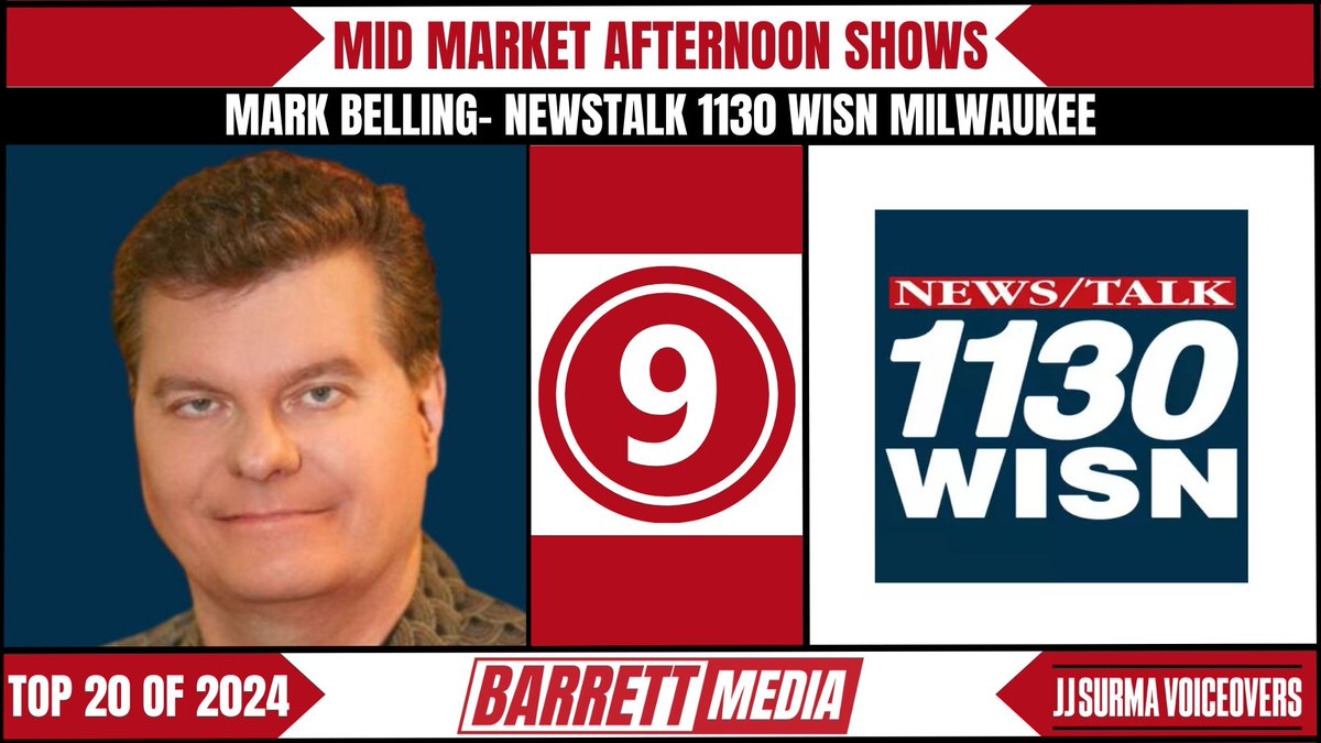 Barrett Media (@barrett_media) on Twitter photo Ranked #6-#9 on BM's Top 20 Mid Market News/Talk radio afternoon shows list of 2024 presented by
<a href="/JJSurmaVoice/">JJ Surma 🗣🔊💯</a> are <a href="/TBWBEN/">Tom Bauerle Official</a>, <a href="/DGSonKMOX/">Dave Glover Show</a>, <a href="/ScootWWL/">Scoot</a> and <a href="/MarkBellingShow/">Mark Belling</a>.
barrettmedia.com/2025/01/08/bar… Ranked #6-#9 on BM's Top 20 Mid Market News/Talk radio afternoon shows list of 2024 presented by
<a href="/JJSurmaVoice/">JJ Surma 🗣🔊💯</a> are <a href="/TBWBEN/">Tom Bauerle Official</a>, <a href="/DGSonKMOX/">Dave Glover Show</a>, <a href="/ScootWWL/">Scoot</a> and <a href="/MarkBellingShow/">Mark Belling</a>.
barrettmedia.com/2025/01/08/bar…