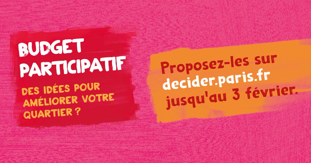 Une idée pour améliorer le quotidien dans le 18e ou dans tout Paris ?   

La 12e édition du Budget Participatif 2025 est ouverte jusqu'au 3 février, vous pouvez dès à présent déposer vos projets !

➡️mairie18.paris.fr/pages/budget-p…