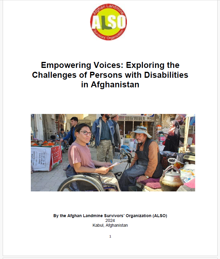 ALSO_AFG's tweet photo. ALSO is pleased to publish an assessment on challenges of persons with #disabilities and #landmine, cluster munitions and other explosive ordnance survivors in #Afghanistan. 
#disabilityRights 
@minefreeworld @banclusterbombs 
The report is available here: https://t.co/qXqnvNTp7d https://t.co/jA54GQhME6