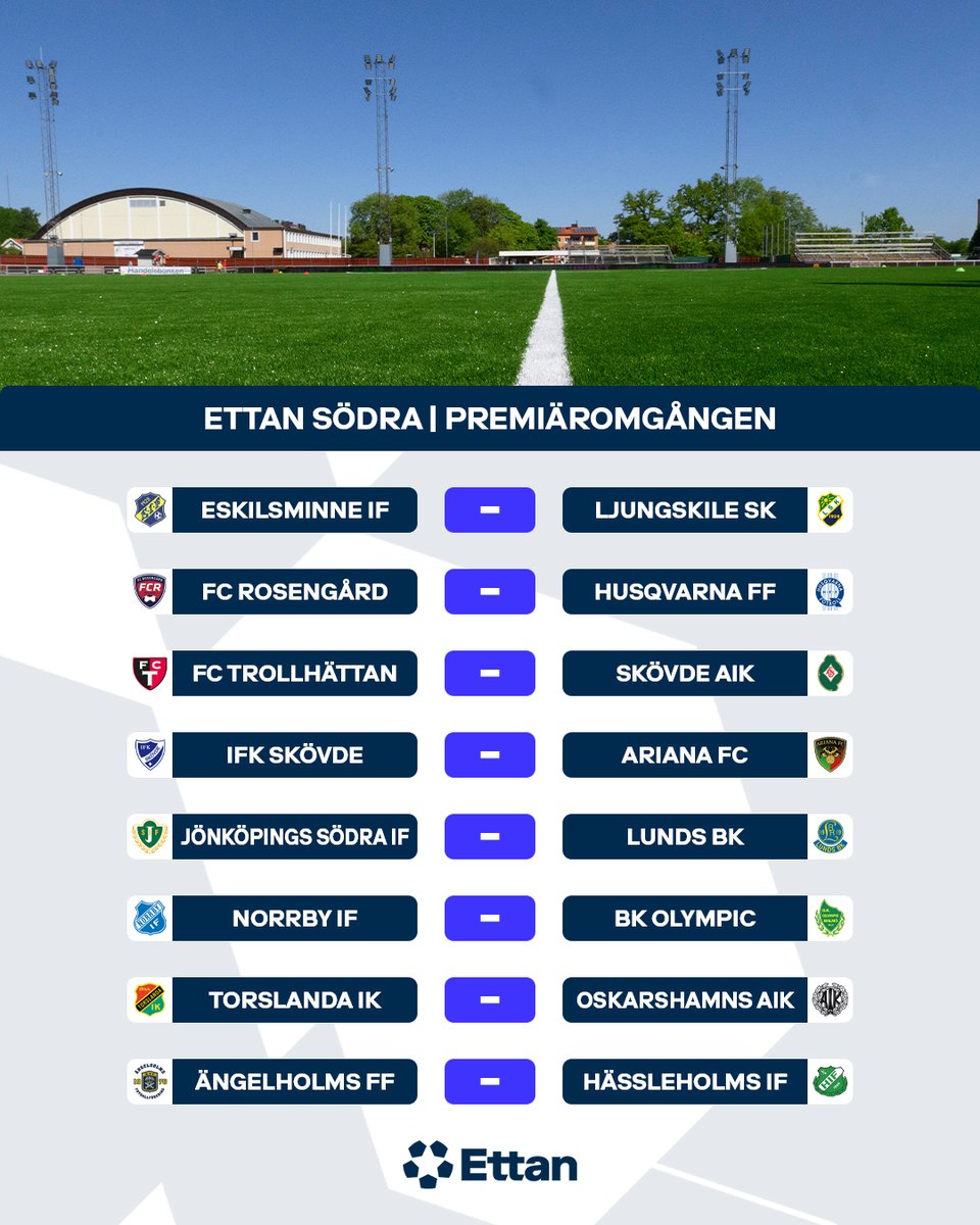 🎉Äntligen!

Nu är spelordningen presenterad för säsongen 2025 i Ettan. Seriespelet inleds första helgen i april och sista omgången spelas i november.

🤔Vilken seriepremiär ser du mest fram emot?

Definitiva speldagar och avsparkstider sätts vid spelordningsmötena i mitten av