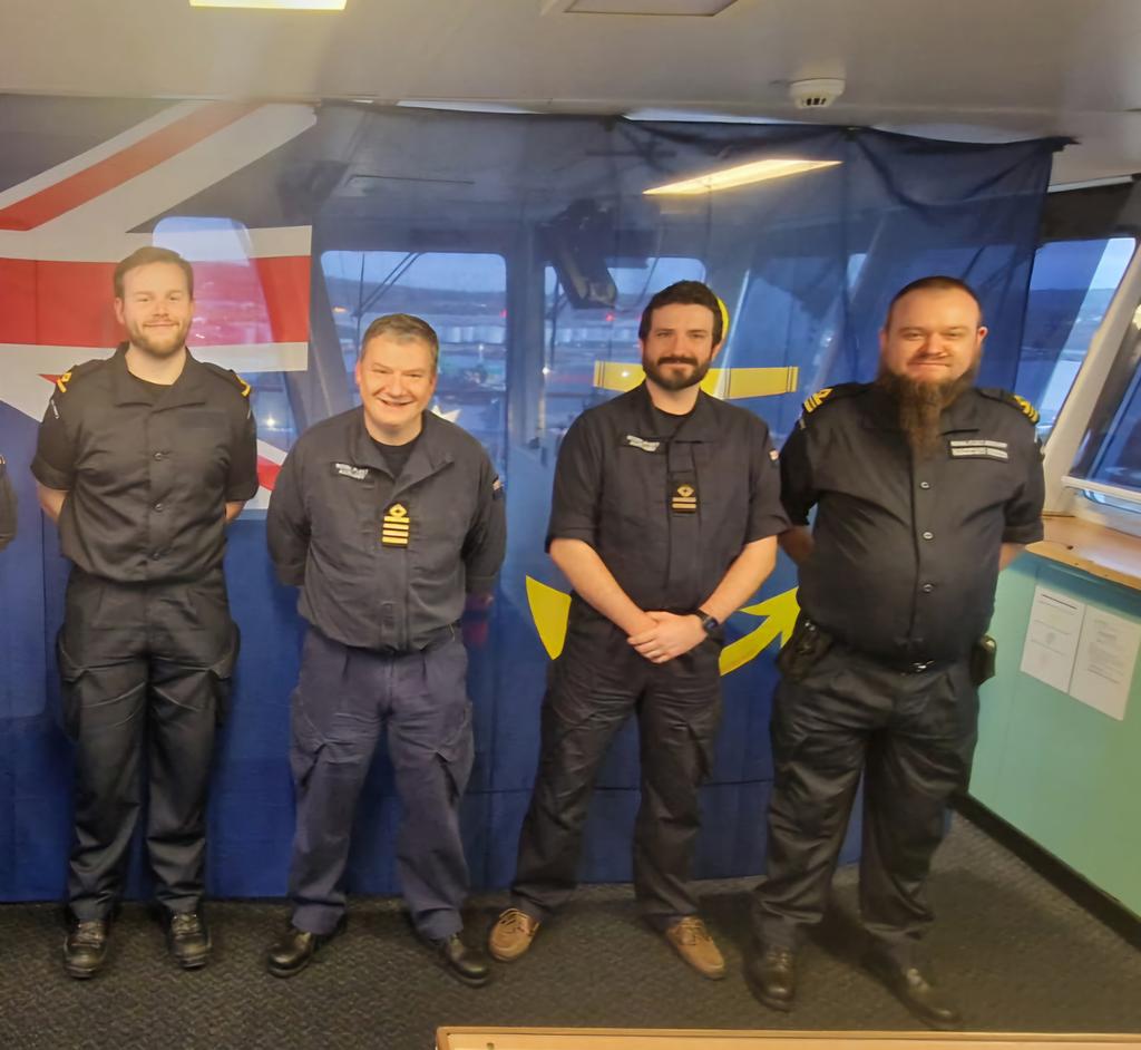 RFA Mounts Bay (@rfamountsbay) on Twitter photo Officers and Crew <a href="/RFAMountsBay/">RFA Mounts Bay</a> wishing a long and happy retirement to Captain Angus Bissell as handover complete to Captain James Allen Officers and Crew <a href="/RFAMountsBay/">RFA Mounts Bay</a> wishing a long and happy retirement to Captain Angus Bissell as handover complete to Captain James Allen