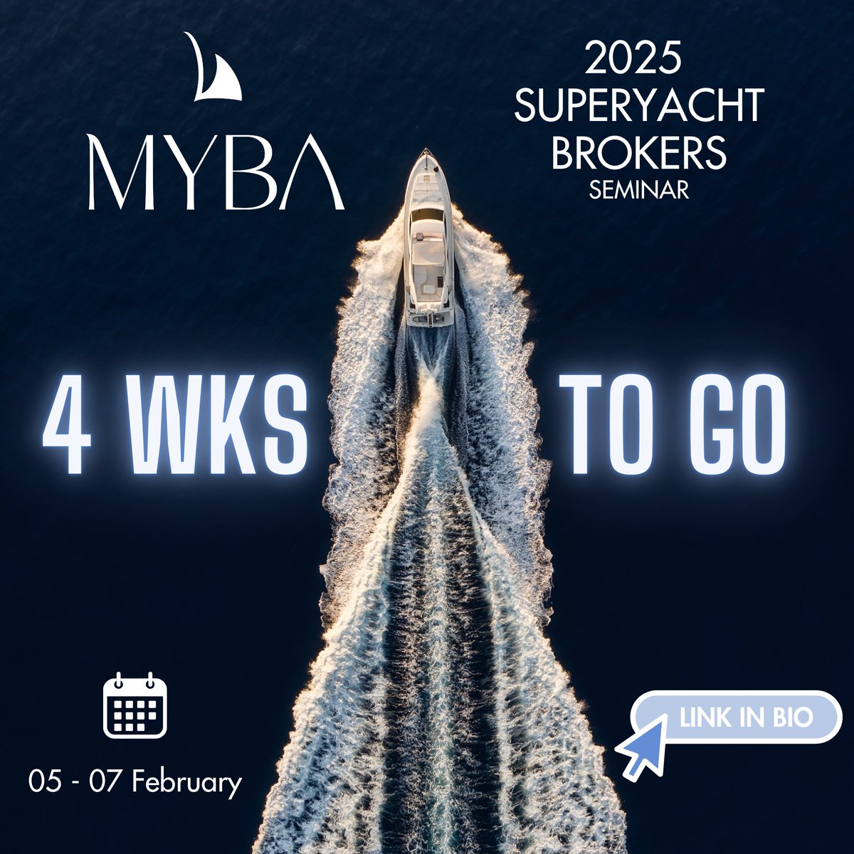 📅 Just 4 weeks until the 2025 MYBA 3-Day Superyacht Brokers Seminar! 
Join us for an unforgettable experience filled with knowledge and networking. Are you in? 🚤✨

 #MYBA #SuperyachtSeminar