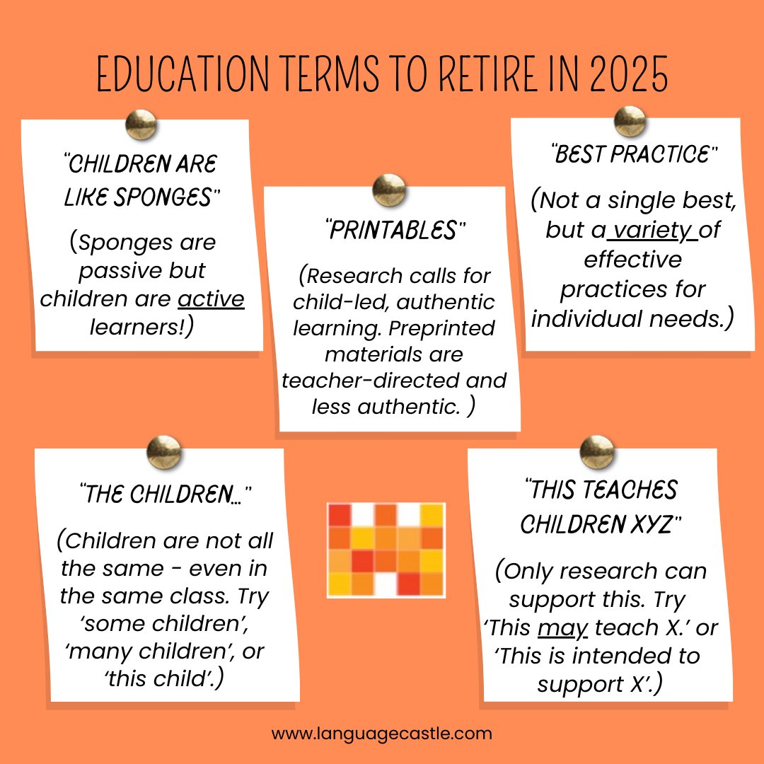 It's 2025 - a great time to declutter our education vocabulary! Let's retire these terms. Do you have other terms you'd like to leave behind? Happy New Year! #ece #earlyed #earlyyears #earlychildhood #preK #preschool