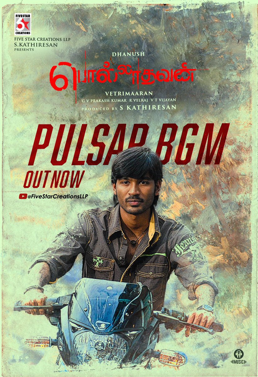 H Music (@hmusicindia) on Twitter photo #Polladhavan exclusive evergreen #PulsarBGM is out now and has been long & forever fans favourite 🏍️🔥
Watch Here - youtu.be/-ep6jc7QZ5Y
Full #PolladhavanOST out tomorrow!!
<a href="/dhanushkraja/">Dhanush</a> <a href="/gvprakash/">G.V.Prakash Kumar</a> #Vetrimaaran <a href="/kathiresan_offl/">S Kathiresan</a> <a href="/5starcreationss/">Five Star Creations LLP</a> <a href="/hmusicindia/">H Music</a> #Polladhavan exclusive evergreen #PulsarBGM is out now and has been long & forever fans favourite 🏍️🔥
Watch Here - youtu.be/-ep6jc7QZ5Y
Full #PolladhavanOST out tomorrow!!
<a href="/dhanushkraja/">Dhanush</a> <a href="/gvprakash/">G.V.Prakash Kumar</a> #Vetrimaaran <a href="/kathiresan_offl/">S Kathiresan</a> <a href="/5starcreationss/">Five Star Creations LLP</a> <a href="/hmusicindia/">H Music</a>