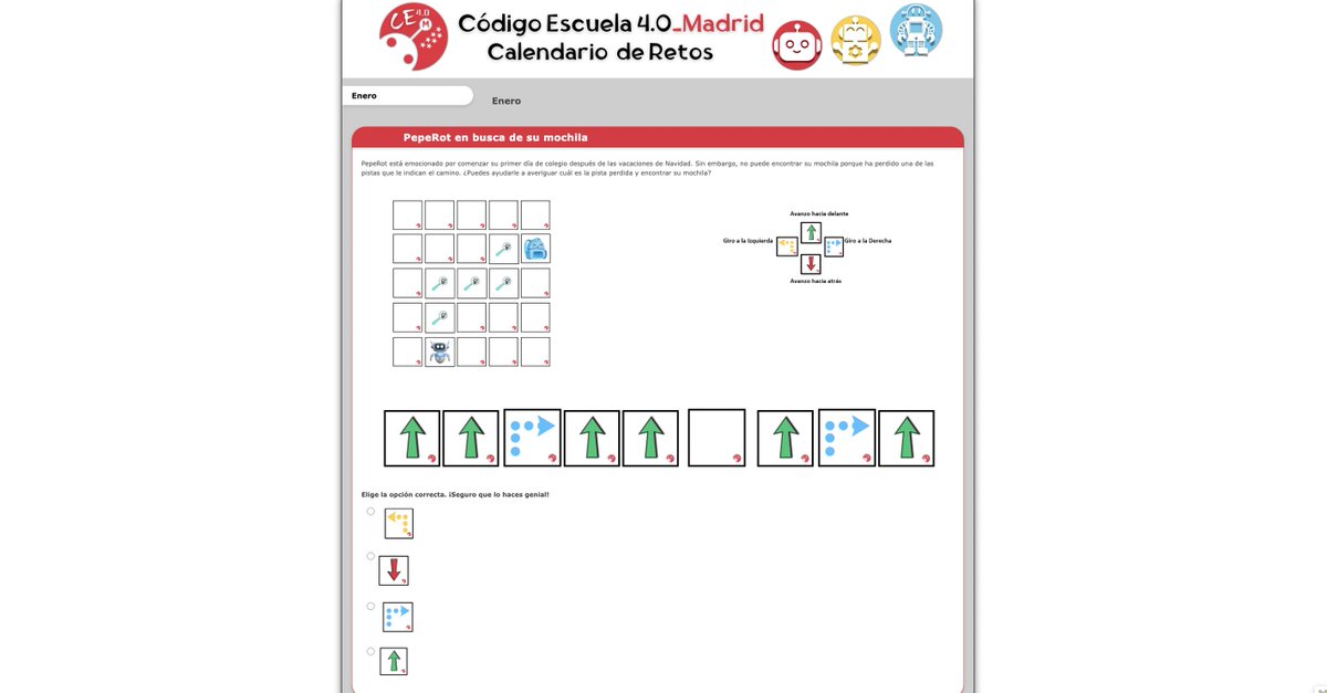 Retomamos los retos de CE 4.0_Madrid #CodigoEscuela4_0_Madrid  Para hoy 8 de enero nos proponen una actividad de dirección... cuál faltará?? #IF_CMadrid