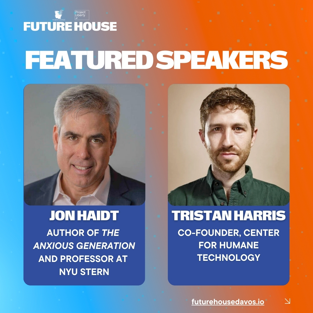 Human Change (@_humanchange) on Twitter photo 📣Announcing featured speakers for #futurehousedavos at the World Economic Forum from January 20 to 23!
<a href="/JonHaidt/">Jonathan Haidt</a> and <a href="/tristanharris/">Tristan Harris</a> are joining our expert group of speakers dedicated to reclaiming humanity in the digital era at #WEF25.
🔗Register now at 📣Announcing featured speakers for #futurehousedavos at the World Economic Forum from January 20 to 23!
<a href="/JonHaidt/">Jonathan Haidt</a> and <a href="/tristanharris/">Tristan Harris</a> are joining our expert group of speakers dedicated to reclaiming humanity in the digital era at #WEF25.
🔗Register now at