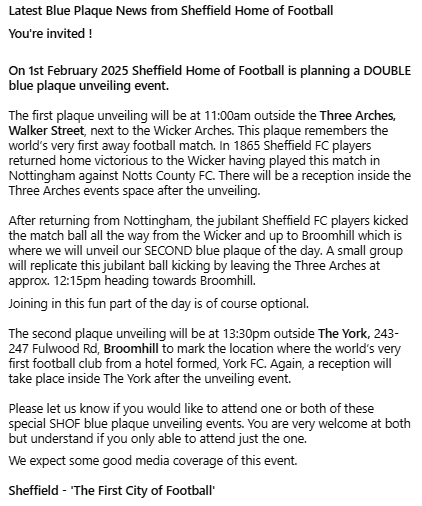 The REAL History of Association Football is slowly being UNVEILED to the world. Sheffield: The First City of Football. Come and see why on 1st Feb. 

#sheffieldissuper <a href="/VisitSheffield/">Welcome to Sheffield</a> <a href="/FIFAcom/">FIFA</a> <a href="/FootballMuseum/">Nat. Football Museum</a>