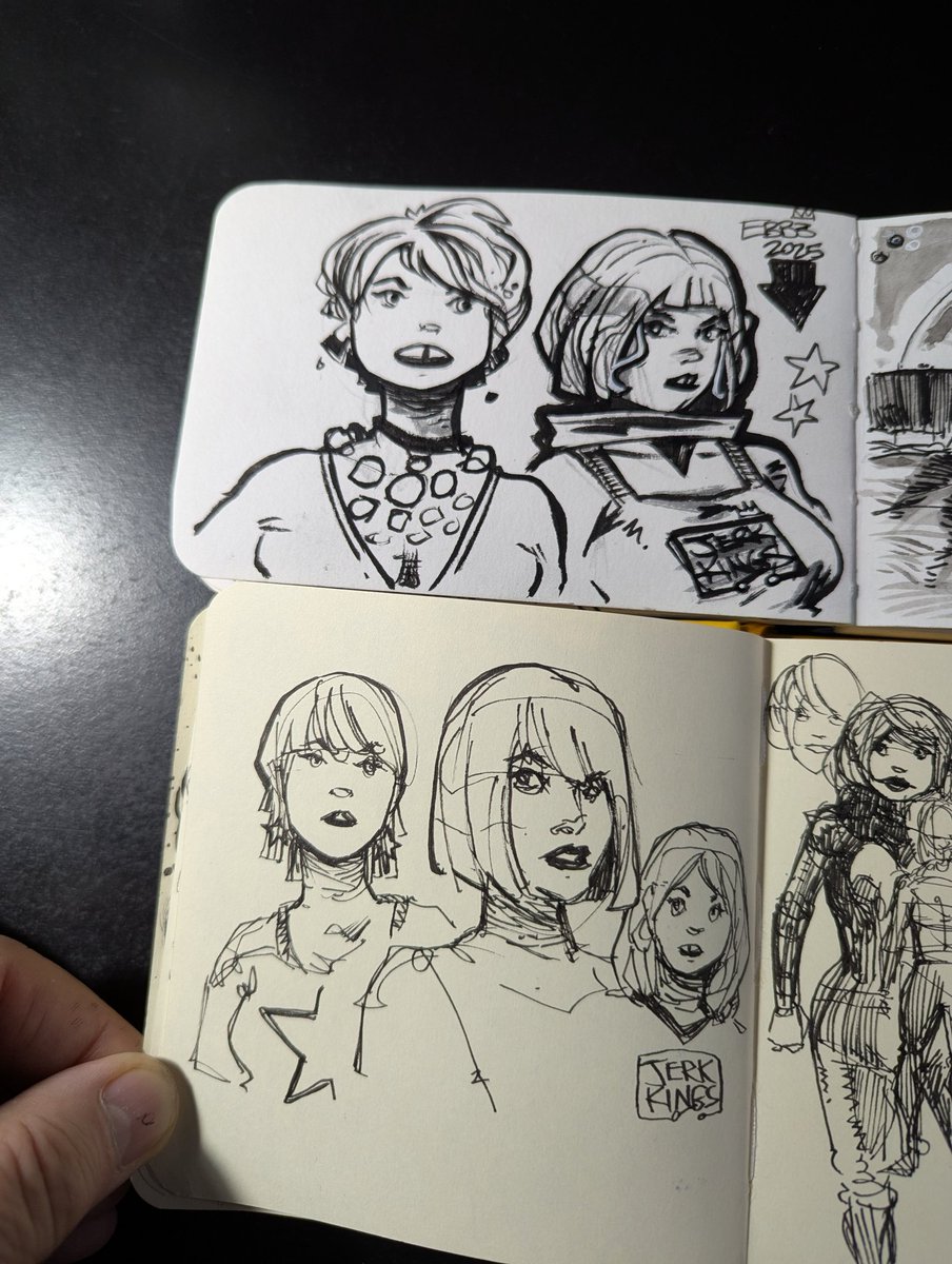 EdwinBickford's tweet image. Drawing while watching TV before bed last night. I tried to draw women a different way than I&apos;m used to and it didn&apos;t work. And ruined how I drew women. So by drawing in my sketchbook I got back to where I&apos;m happy with how I draw women again. Yay#edbickford #metalrobot #outsidrz