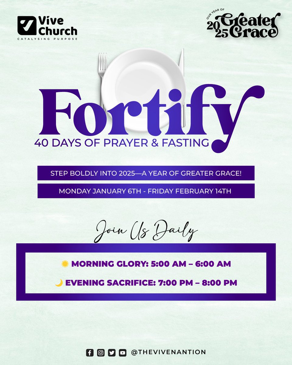 Been a a minute but hey, we invite you to join us as we tap into God’s #GreaterGrace and laying a strong foundation for 2025. There’s no better way to start than by building ourselves up in faith🙌🏾

Join us for daily prayers live youtube.com/@thevivenation…