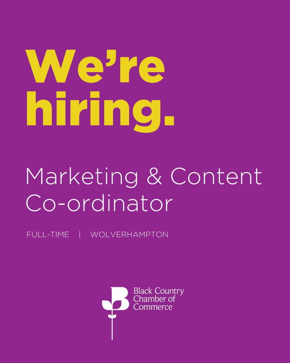 📣 We're hiring! We are looking for someone exceptional to join our team as an Marketing &amp; Content Co-ordinator... See further details and full specification below.
Apply now ➡️ loom.ly/v4zl2p8

#businessisdonebettertogether #blackcountry #westmidlands  #marketing #hiring
