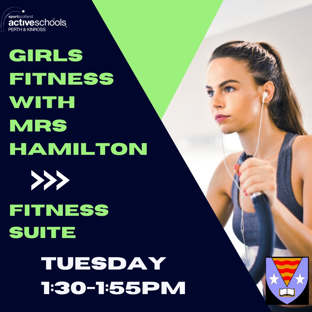 ActiveSchoolsCrieff (@activeschcrieff) on Twitter photo โญCrieff High School Girls Fitnessโญ
๐ Tuesday lunchtime
โฐ13:30-13:55
๐ฐFree to attend
โ
No experience necessary
Mrs Hamilton (Support for Learning Teacher) will be in the fitness suite on Tuesday lunchtime to help you with workout ideas & support!
<a href="/CrieffPe/">Crieff High PE ๐๐ณ๏ธโ๐</a> <a href="/CrieffHigh/">Crieff High School</a> โญCrieff High School Girls Fitnessโญ
๐ Tuesday lunchtime
โฐ13:30-13:55
๐ฐFree to attend
โ
No experience necessary
Mrs Hamilton (Support for Learning Teacher) will be in the fitness suite on Tuesday lunchtime to help you with workout ideas & support!
<a href="/CrieffPe/">Crieff High PE ๐๐ณ๏ธโ๐</a> <a href="/CrieffHigh/">Crieff High School</a>