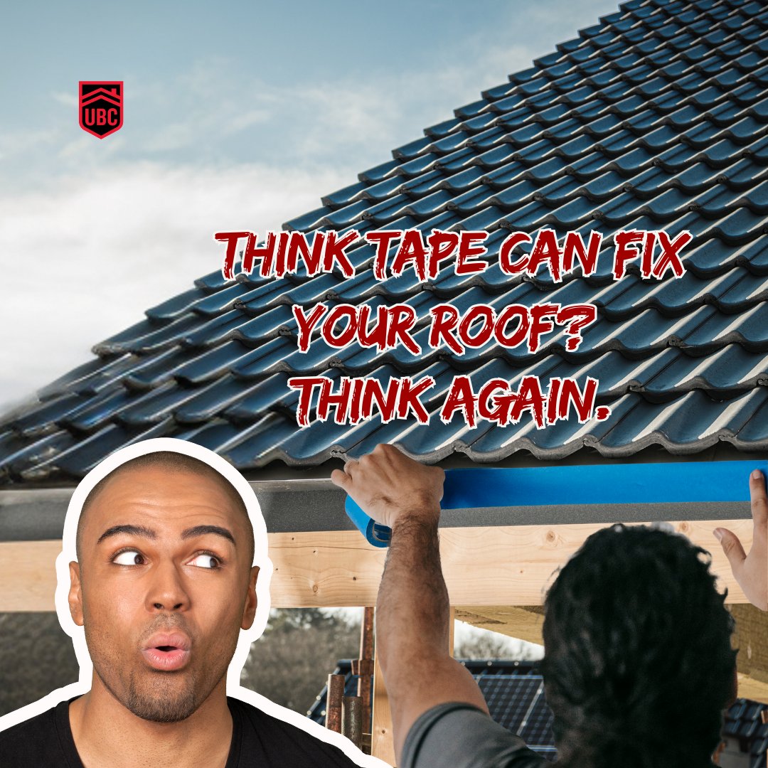 ubcroofing's tweet image. Tape on your roof? 😬 That's a no-go. Think again! 🚫 Call us for a free estimate! 

#roofingproblems #calltheexperts #RoofingExperts #Roofing #RoofRepair #FreeEstimate #UBCRoofing

𝐂𝐨𝐧𝐭𝐚𝐜𝐭 𝐮𝐬 𝐭𝐨𝐝𝐚𝐲! 
📞952-800-(ROOF)7663
🌐ubcroofing.com