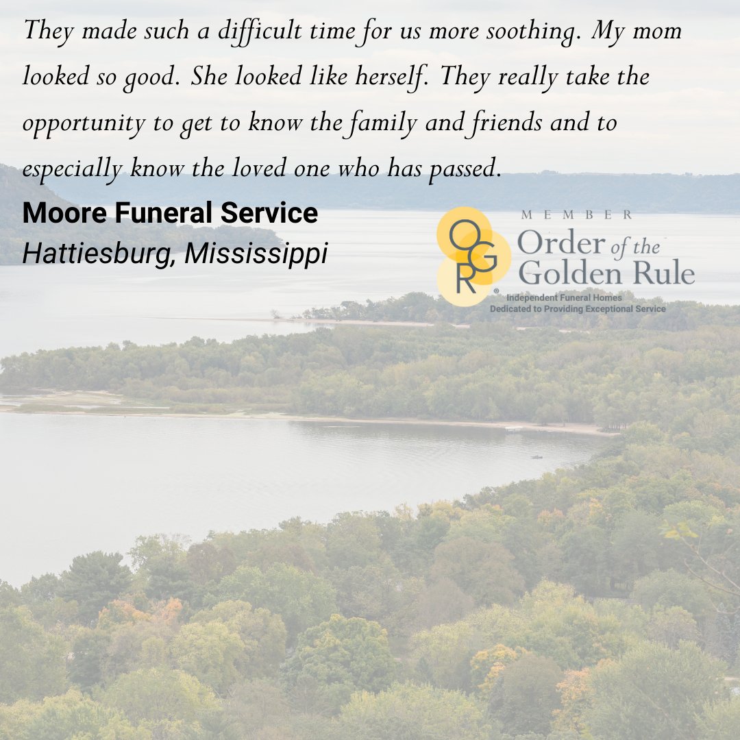 #OGR Members like Moore Funeral Service in Hattiesburg, Mississippi are going above and beyond to provide excellent care and compassion to the families they serve! #GoldenService#FuneralHomes #FuneralService #FuneralDirectors