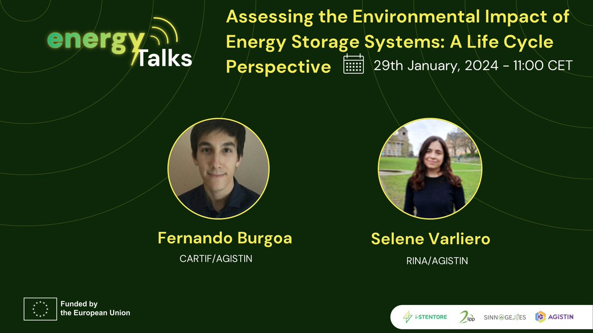 Kickstart the Year with Insightful Learning!
Gain insights into the environmental benefits, challenges &amp; risks of #energystorage systems. 
💻Webinar: Assessing the Environmental Impact of Energy Storage Systems: A Life Cycle Perspective
📅29th January
🔗agistin.eu/assessing-the-…