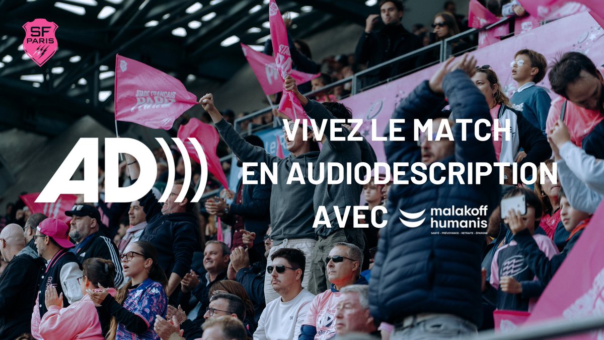 ⚡️ Le Stade Français Paris annonce le lancement officiel de son service d'audiodescription au Stade Jean Bouin !

📣 Dès samedi à l'occasion du match face aux Northampton Saints, le SFP proposera  un service d’audiodescription pour toutes les rencontres à domicile (Top 14 et