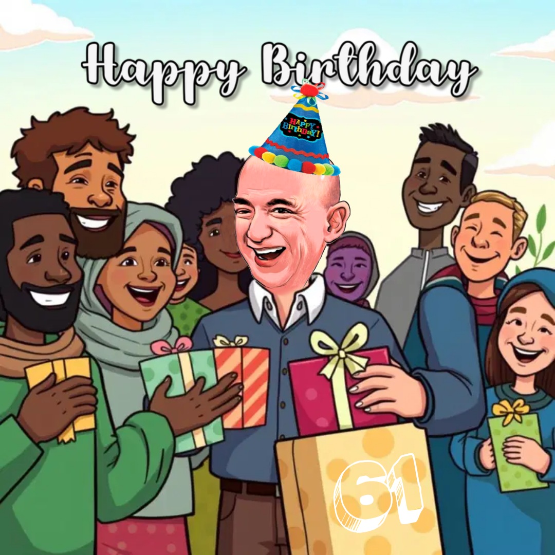 JeffBezos_61's tweet photo. Here's to many more years of defying gravity and expectations! $Jeff61 to the moon! https://t.co/3RdzhzfB7e