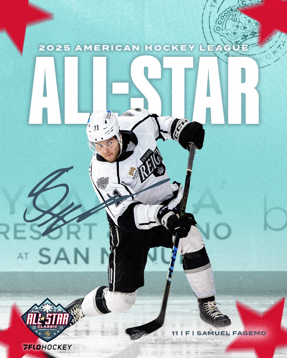 Swede dreams are made of this! Samuel Fagemo is an ALL-STAR🤩

Congrats to the forward who has been selected to the 2025 AHL All-Star Rosters presented by <a href="/FloHockey/">FloHockey</a>!

📰 bit.ly/4h8CbAW

#ReignTrain