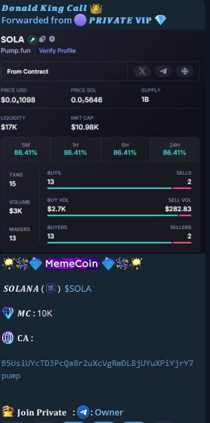 degenking99's tweet photo. 𝑺𝑶𝑳𝑨𝑵𝑨   $SOLA 
 
𝑴𝑪 : 11K     

𝐂𝐀 : 

 B5UsiUYcTD3PcQa8r2uXcVgRmDL8jUYuXPiYjrY7pump

#solana #memecoin  

 tg check :  https://t.co/n3vvplG9Lw https://t.co/spIUrUJnyH