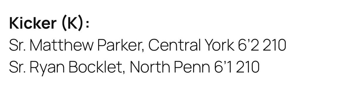 RyanBocklet's tweet image. Honored to be named first team All-Eastern PA kicker by @EPAFootball!! Congrats to the rest of the guys!
@NorthPennKnight @EddieMish22